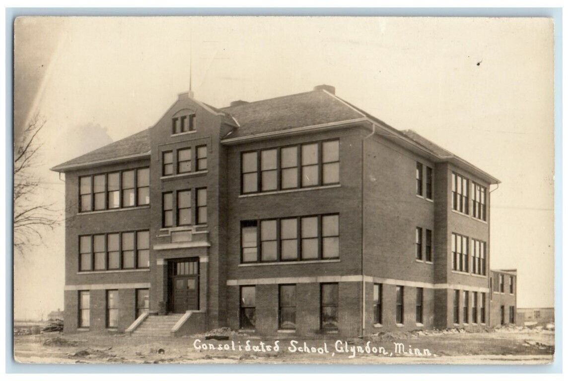c1910's Consolidated School Building View Glyndon MN RPPC Photo Postcard