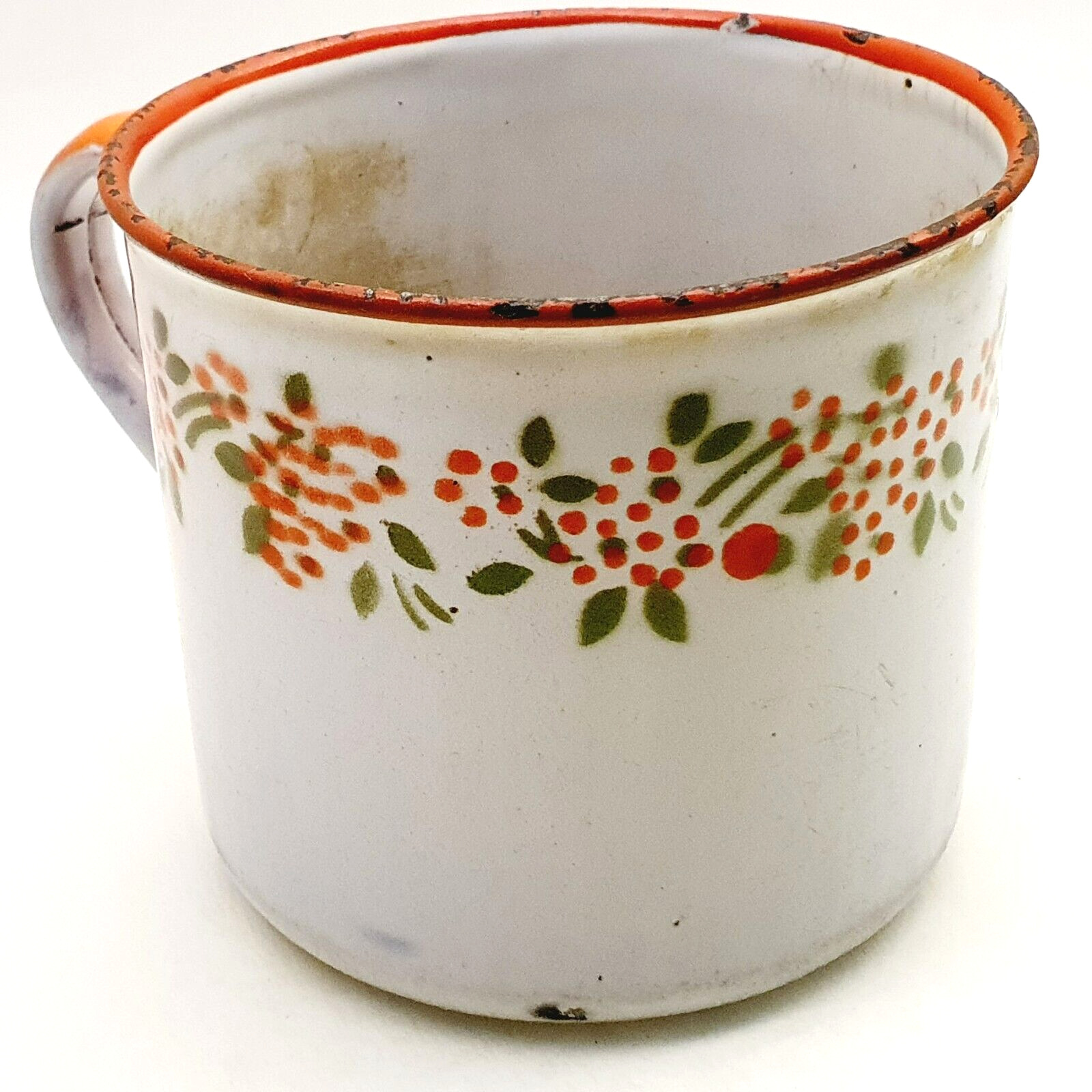 Vintage enamel metal old mug Csepel Hungary 1950\'s 10cm diameter