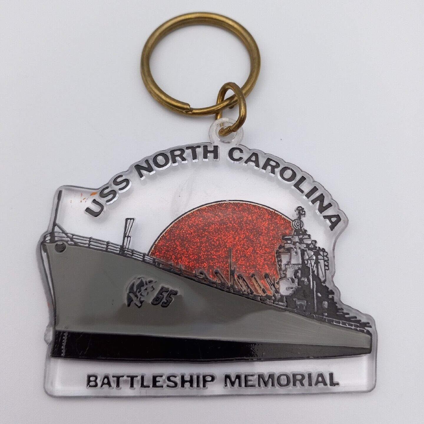 Vintage USS North Carolina Battleship Memorial Keychain US Navy Souvenir Key