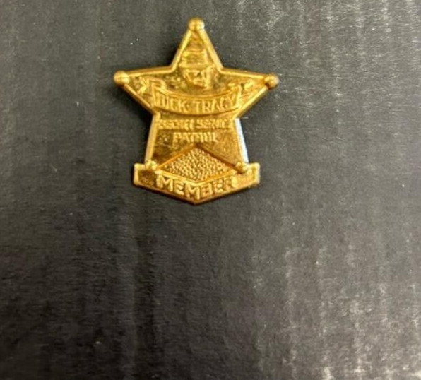 Vintage Dick Tracy Secret Service Patrol Member Brass Badge/Pin Quaker Cereal