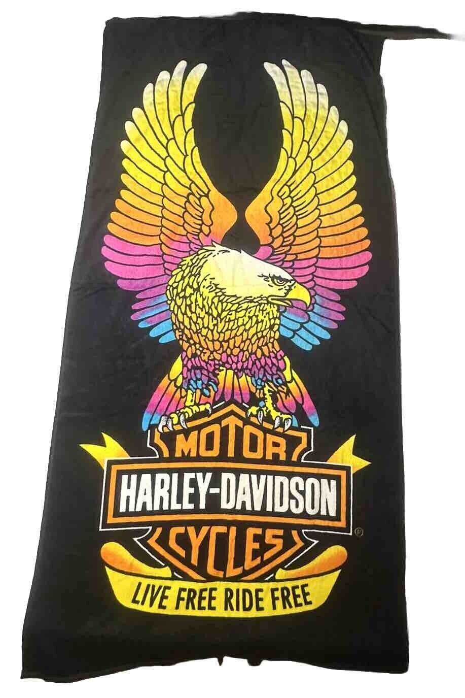 Vintage Harley Davidson Beach Towel Rainbow Eagle 90s New?