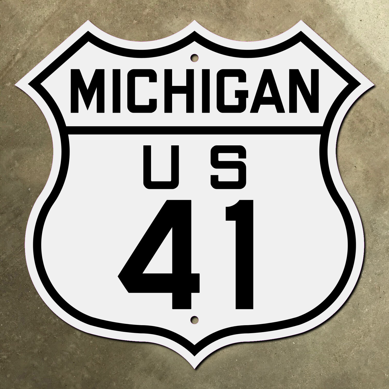 Michigan US route 41 highway marker road sign Upper Peninsula Lake Superior