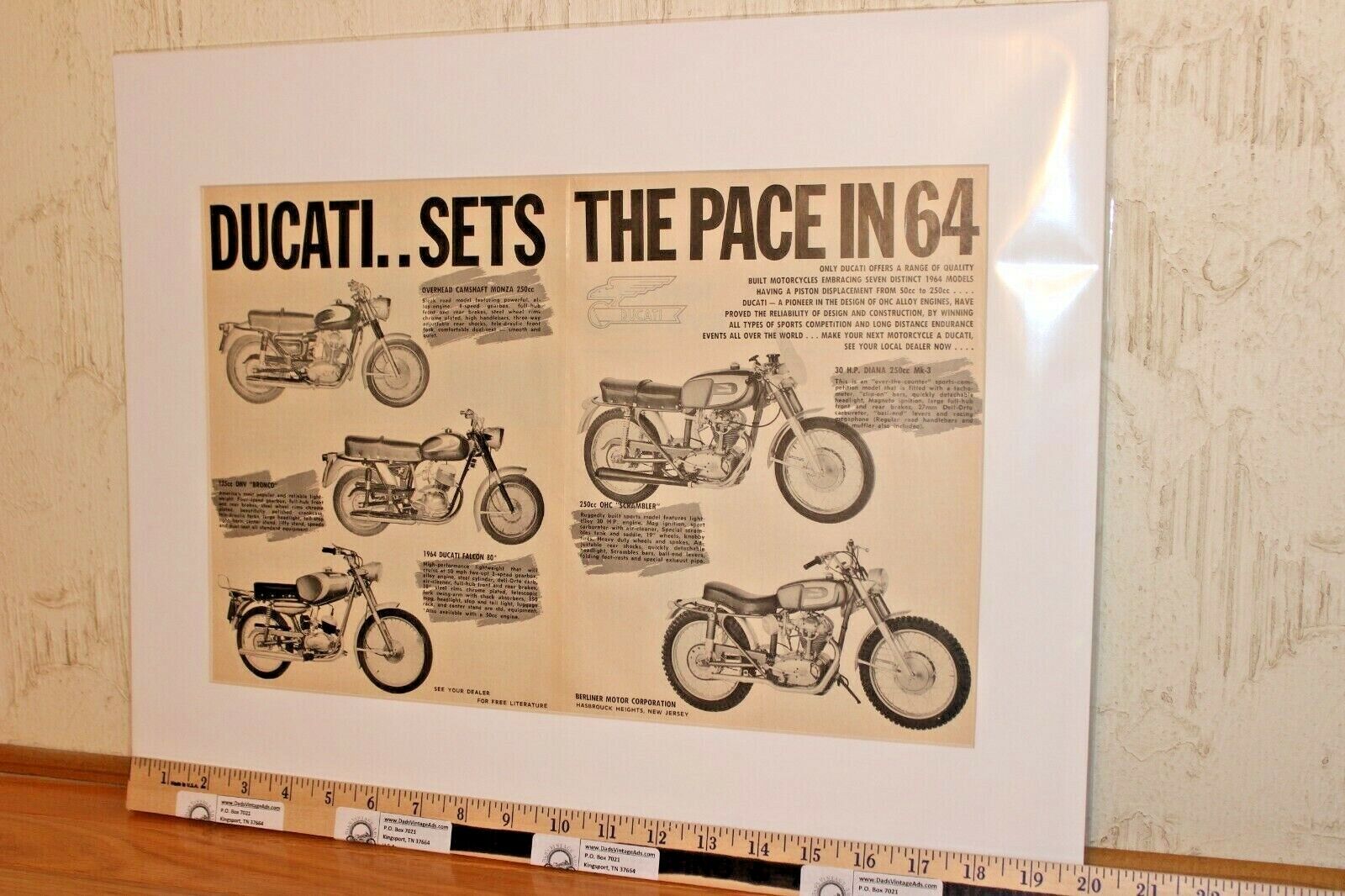 1964 Ducati Motorcycles - 16'' x 20'' Matted Vintage Motorcycle Ad 
