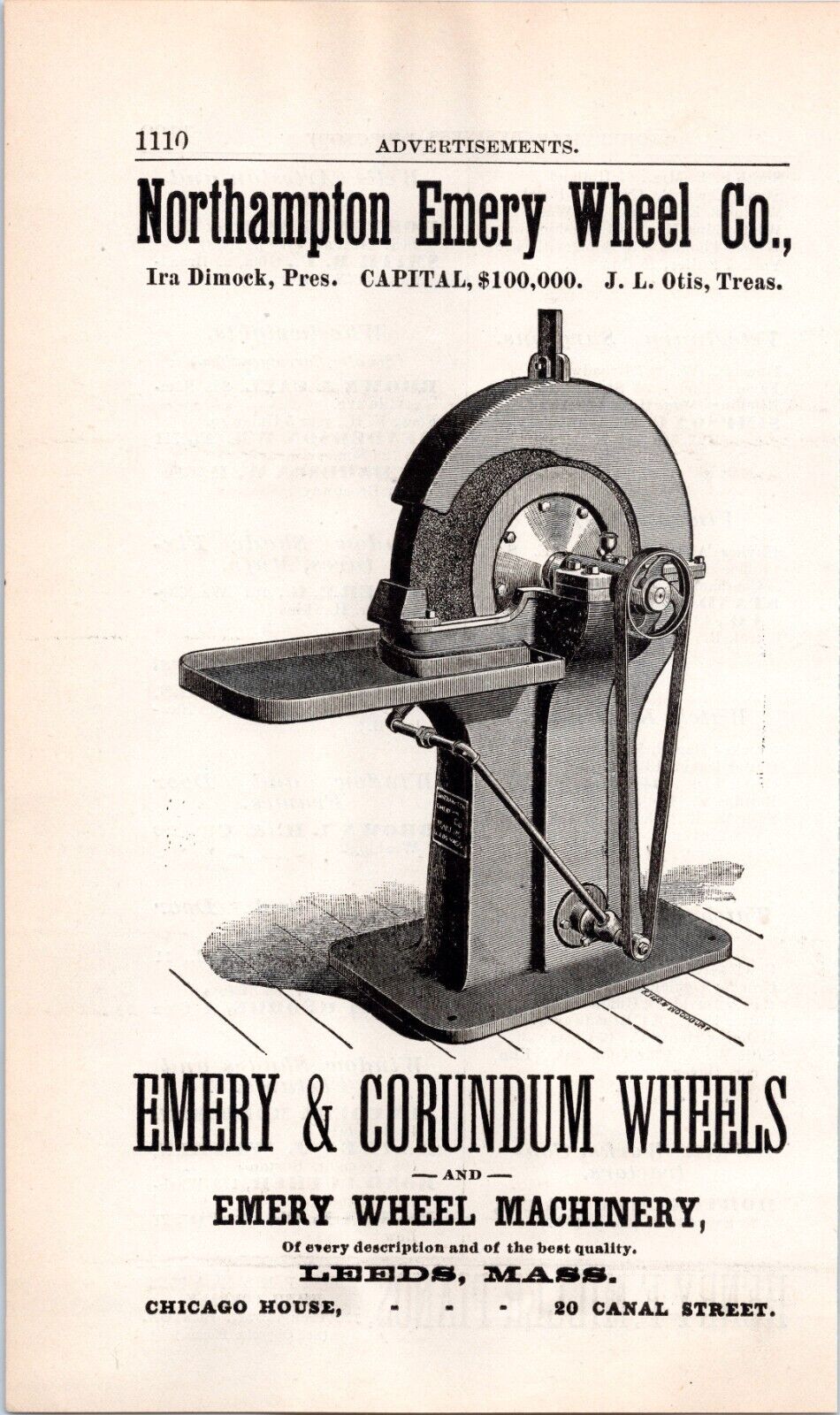 1889 Print Ad- Northampton Emery Wheel Company, Leeds Massachusetts