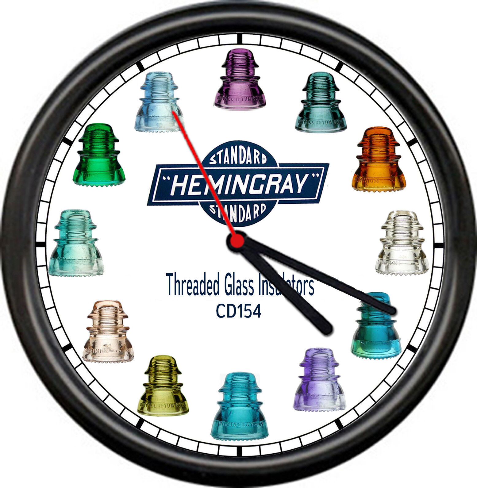 Hemingray Screw Glass Insulators CD154 Electrical Depression Sign Wall Clock