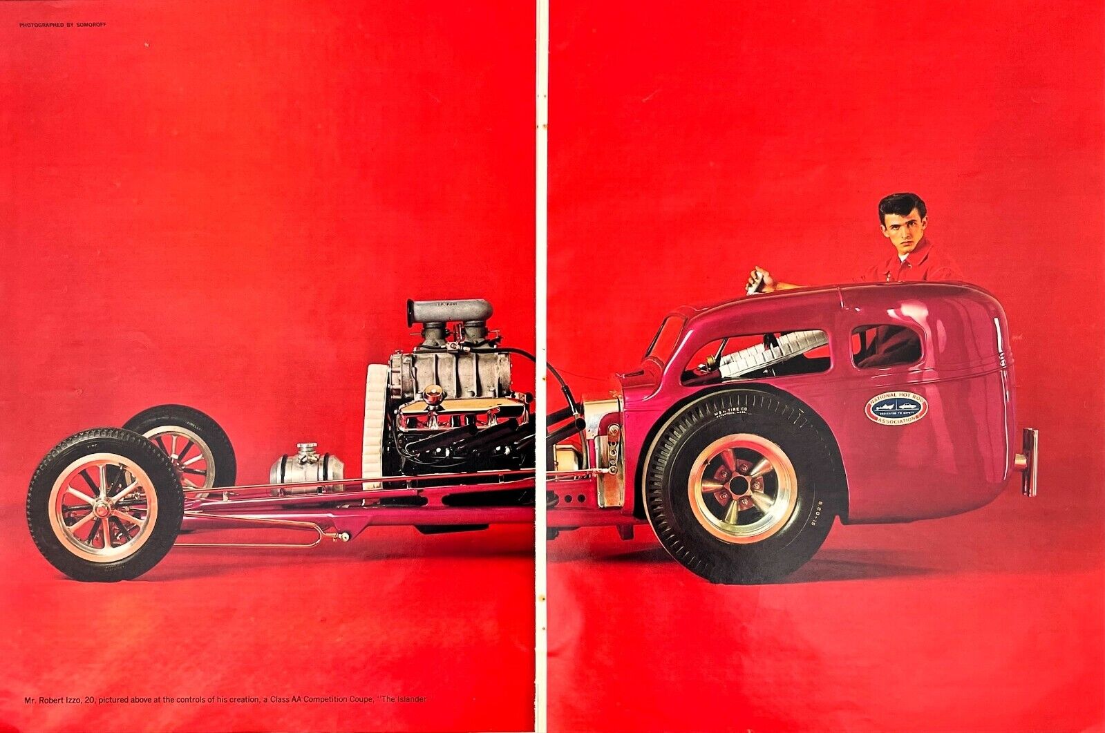 1964 Ford Coupe Hot Rod Race Car The Islander Robert Izzo Vtg Pop Art Print Ad