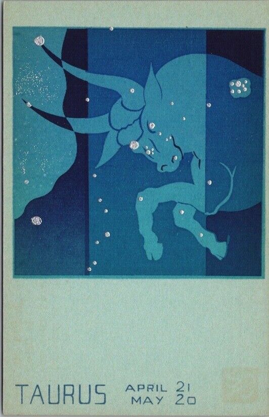 TAURUS Zodiac Birthday Greetings Postcard Sheehan Screen-Printed Card - Unused