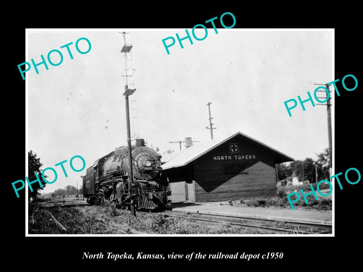 OLD 8x6 HISTORIC PHOTO OF NORTH TOPEKA KANSAS THE RAILROAD STATION c1950