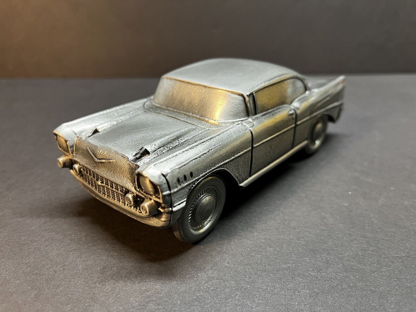 Vintage 1957 Chevrolet Bel-Air Coin Bank Chevy Car Pewter - 1974 by Banthrico