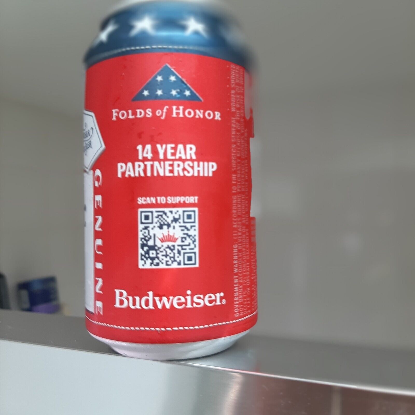 2024 Budweiser FOLDS OF HONOR 14 Year Partnership Empty Beer Can 12oz 