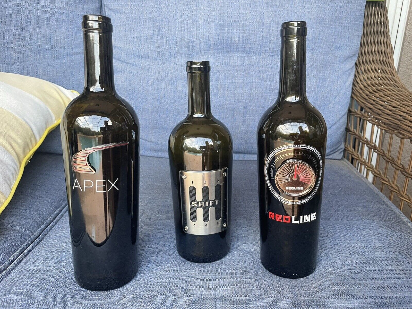 Lot of 3 Empty Wine Bottles Adobe Road Vineyard (Apex, Shift,  & Red Line)