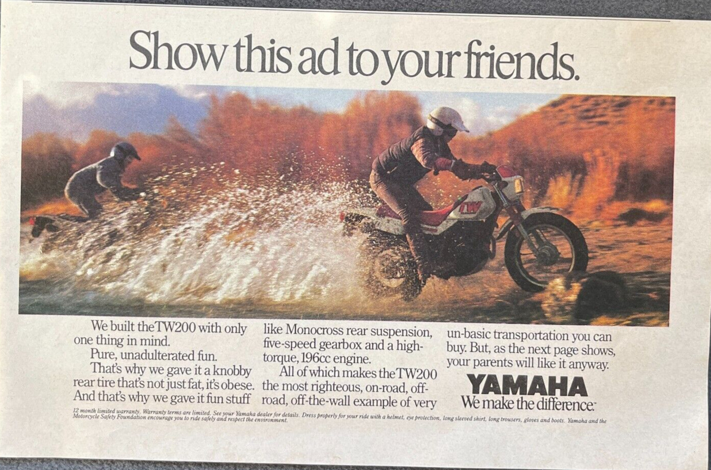 1987 Yamaha Vintage Print Ad Dirt Bikes Ripping Trails Show This To Your Friends