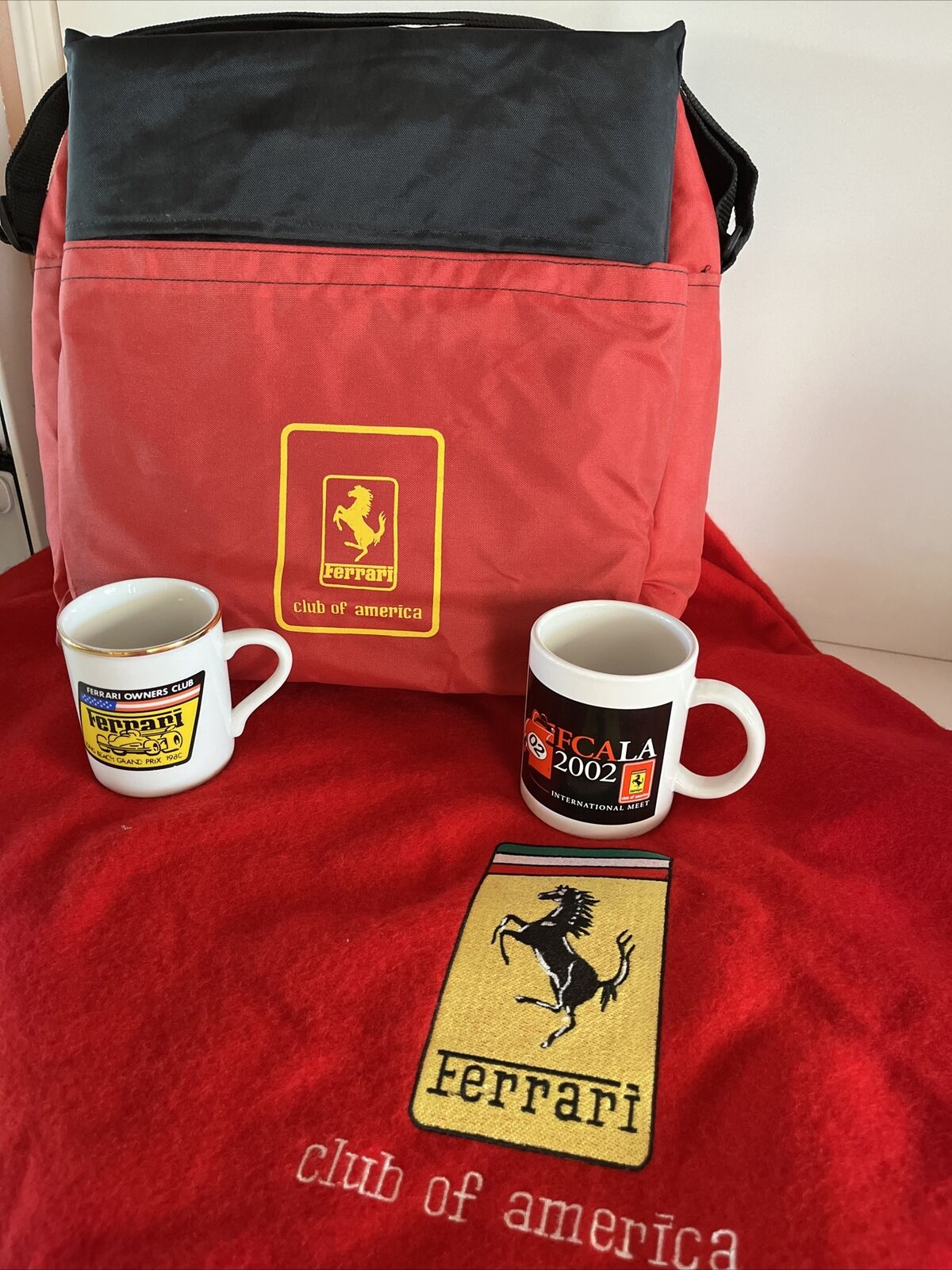 Ultimate Ferrari Club Picnic Set Up- Cooler Blanket Collectible Cups Vintage