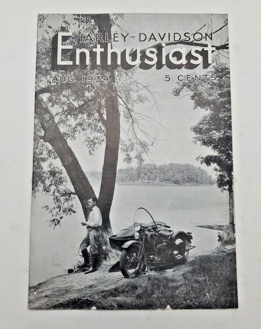 Harley-Davidson Enthusiast A Magazine For Motorcyclists Aug. 1934 Vintage