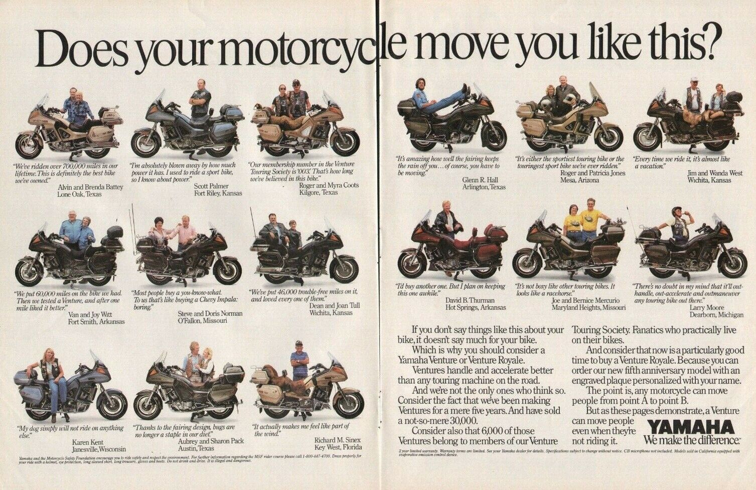 1987 Yamaha Venture Royale - 2-Page Vintage Motorcycle Ad