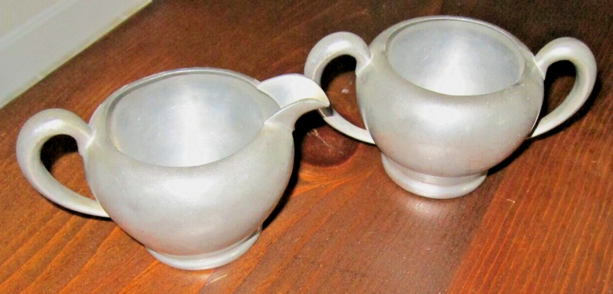 Antique Pewter Sugar Bowl & Creamer Set Gimbel Brothers Solid Pewter #3097