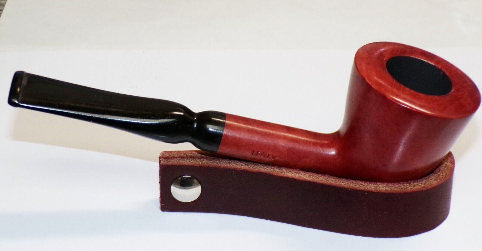 RETIREMENT SALE  Leather Pipe Stand Red Brown Real Leather .75\