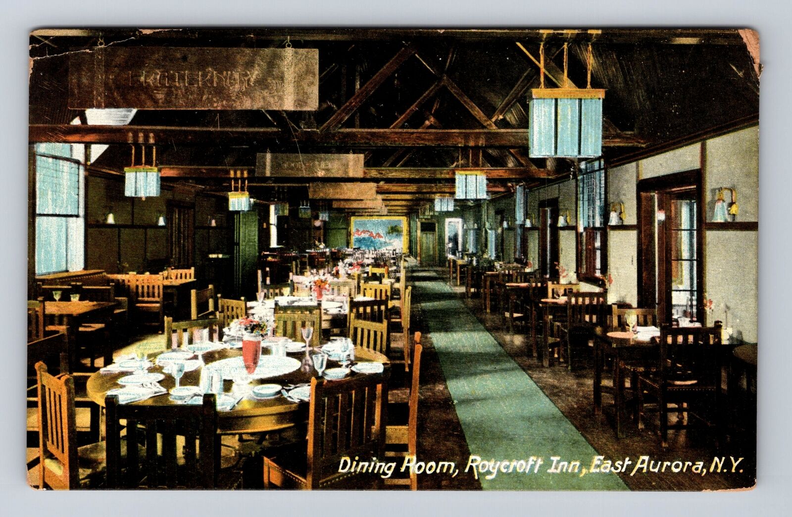 East Aurora NY-New York, Roycroft Inn, Dining Room, Vintage c1915 Postcard
