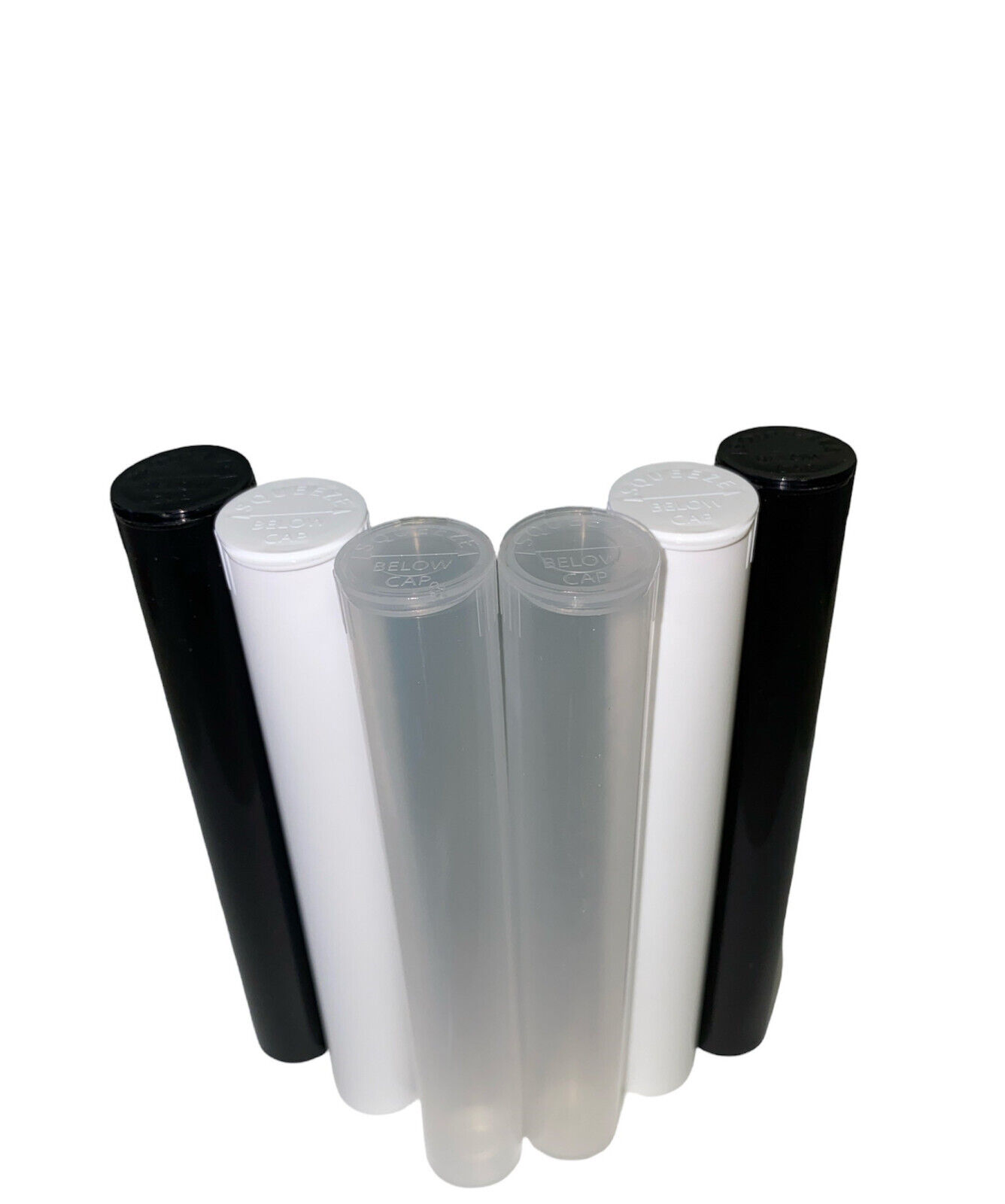 Evo Plastics 50 Black 90mm Tubes, Pre Roll Pop Top, USA Made, .5-.7g