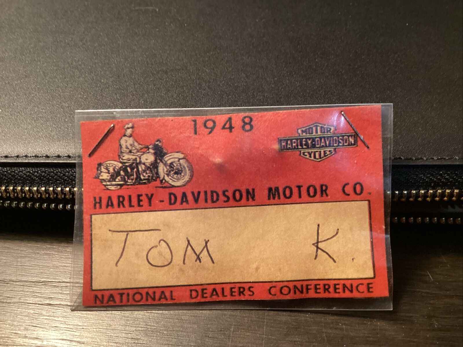 Vintage Rare Harley-Davidson Dealers Conference Name Badge 1948