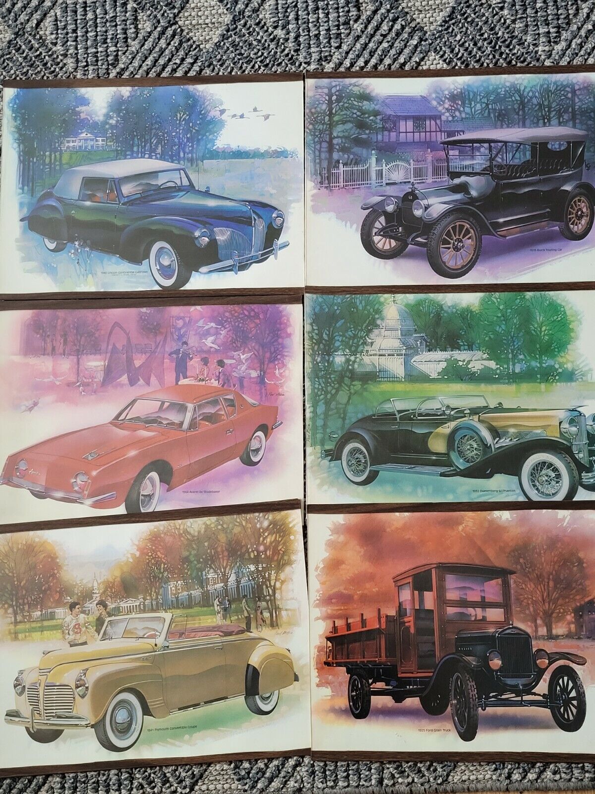 6 Vintage Paul Melia Car Prints / Posters Hardbacks (C3)