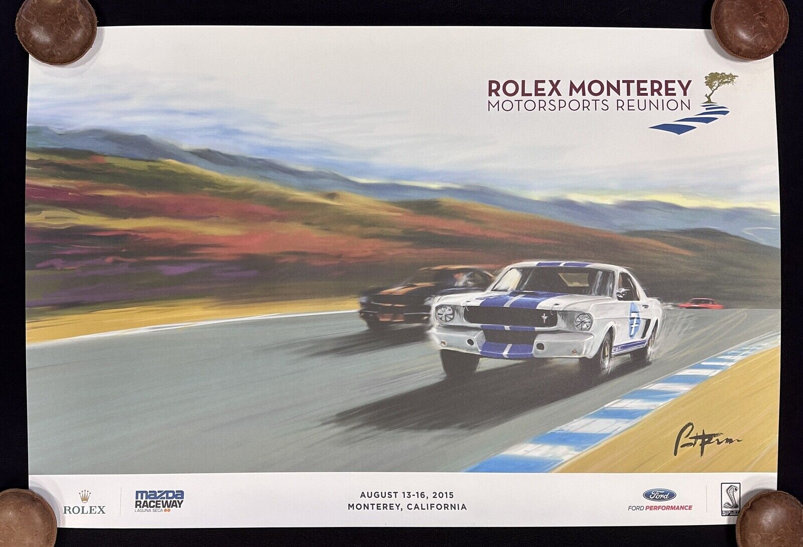 2015 Rolex Monterey Motorsports Reunion Shelby GT350 Patterson Poster EXC
