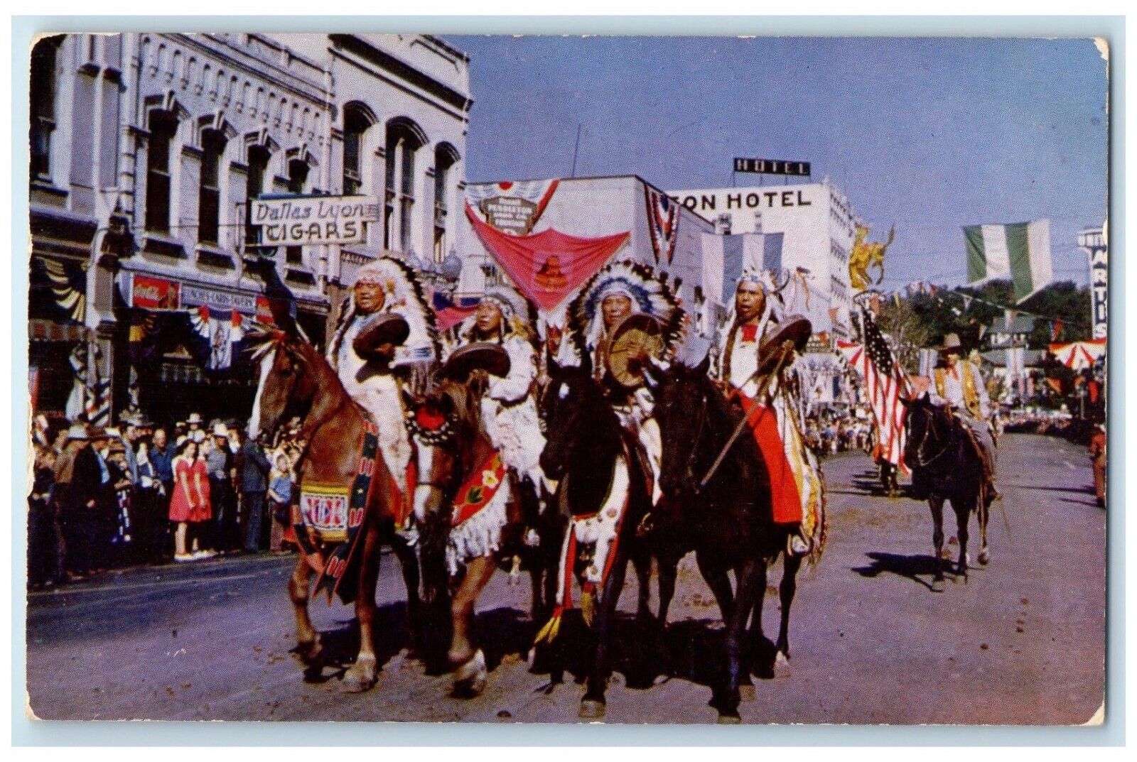 1955 Indian Chiefs Pendleton Round Up Celebration Pendleton Oregon OR Postcard
