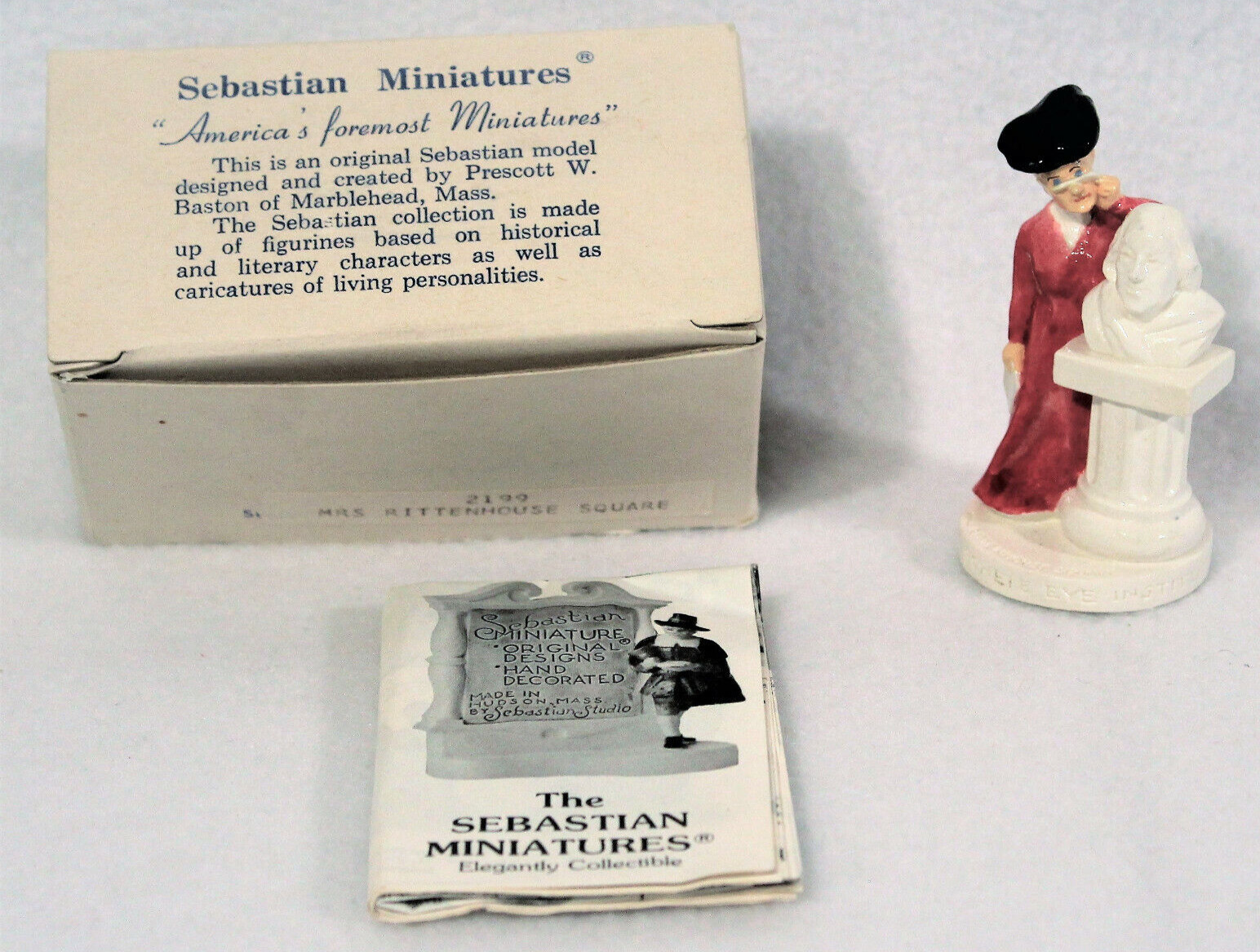 Vintage Sebastian Miniatures #2199 Mrs. Rittenhouse Square Original Box Sticker
