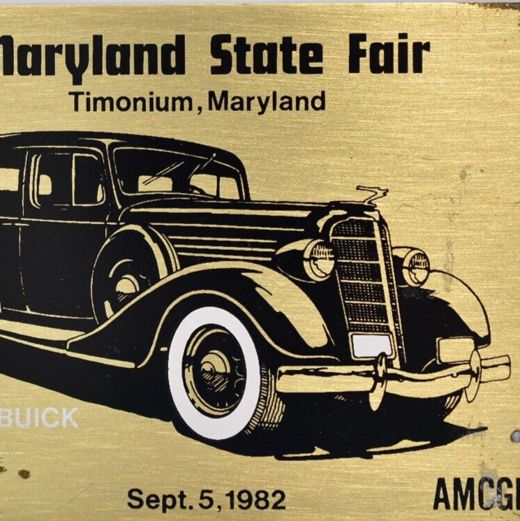 1982 Maryland State Fair 1934 Buick AMCGB Motor Club Baltimore Timonium Plate