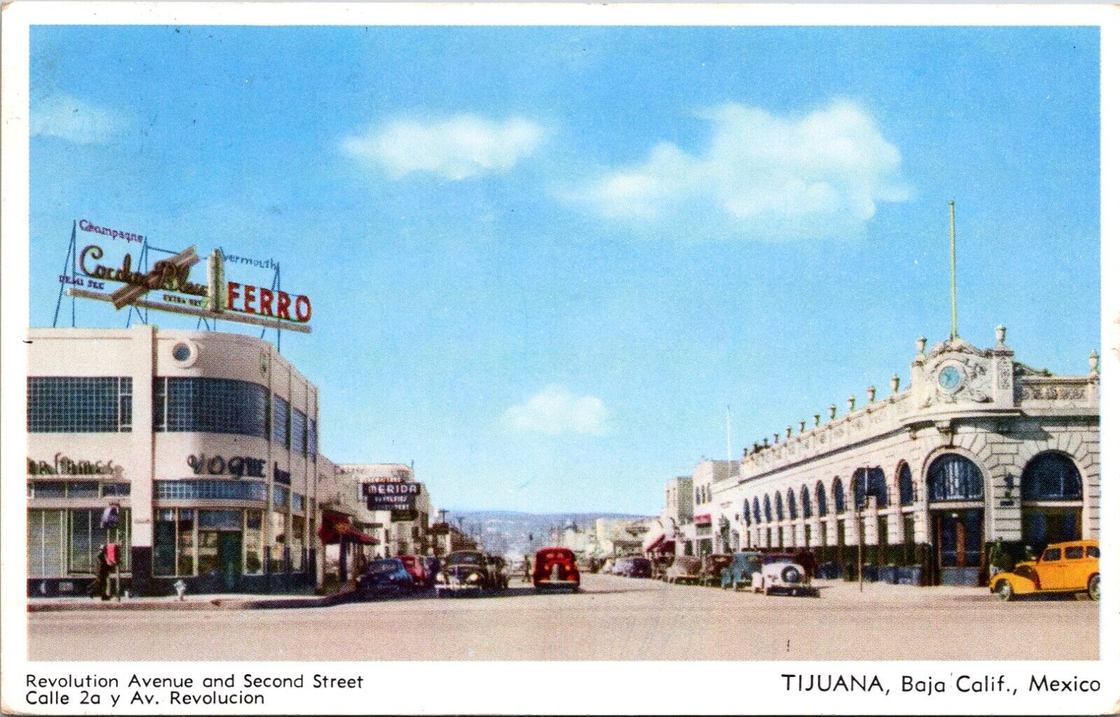 RPPC 1951 Tijuana Baja Calif Mexico Revolution Av Second St Real Photo Postcard