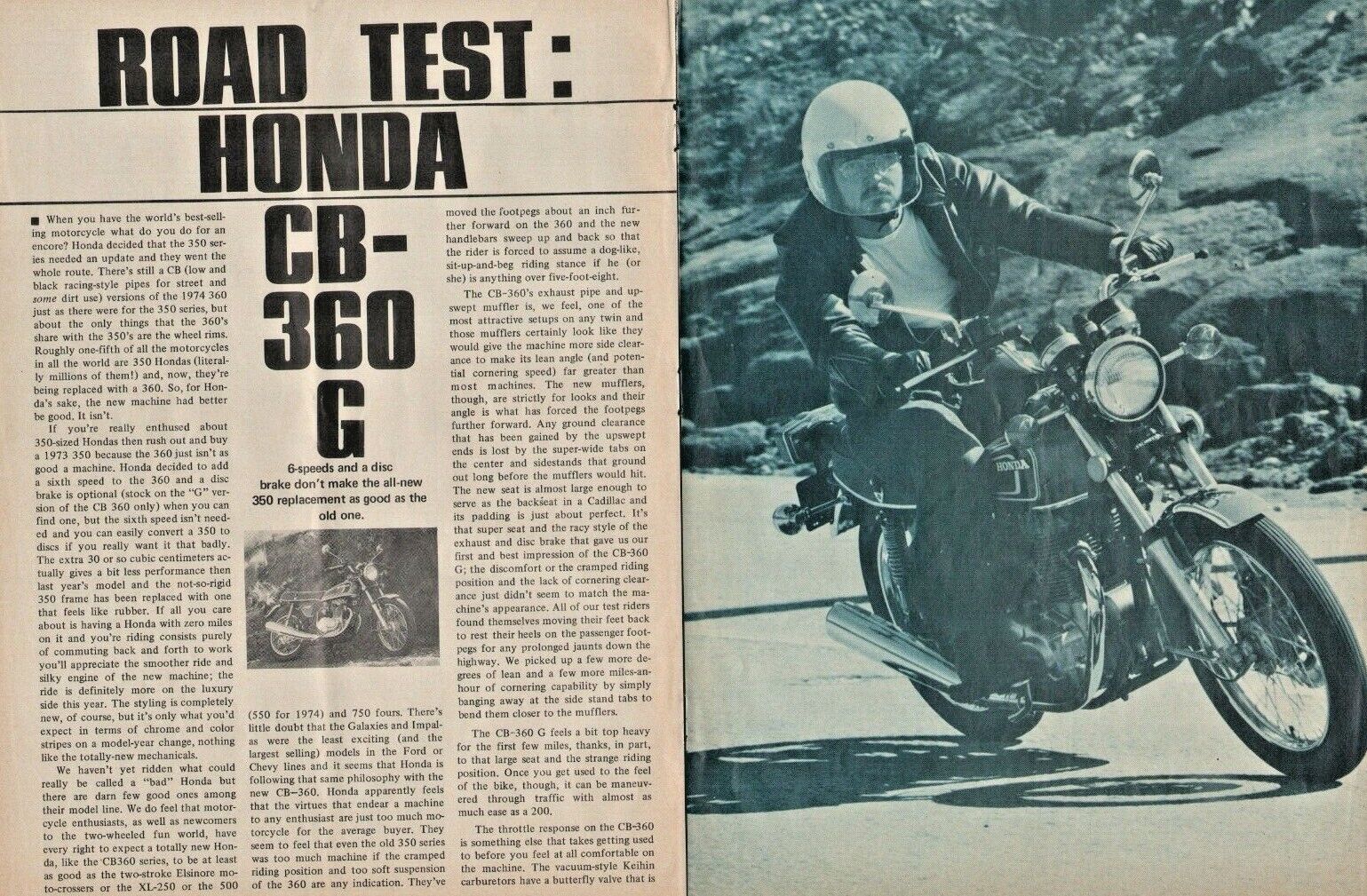 1974 Honda CB360G - 6-Page Vintage Motorcycle Road Test Article
