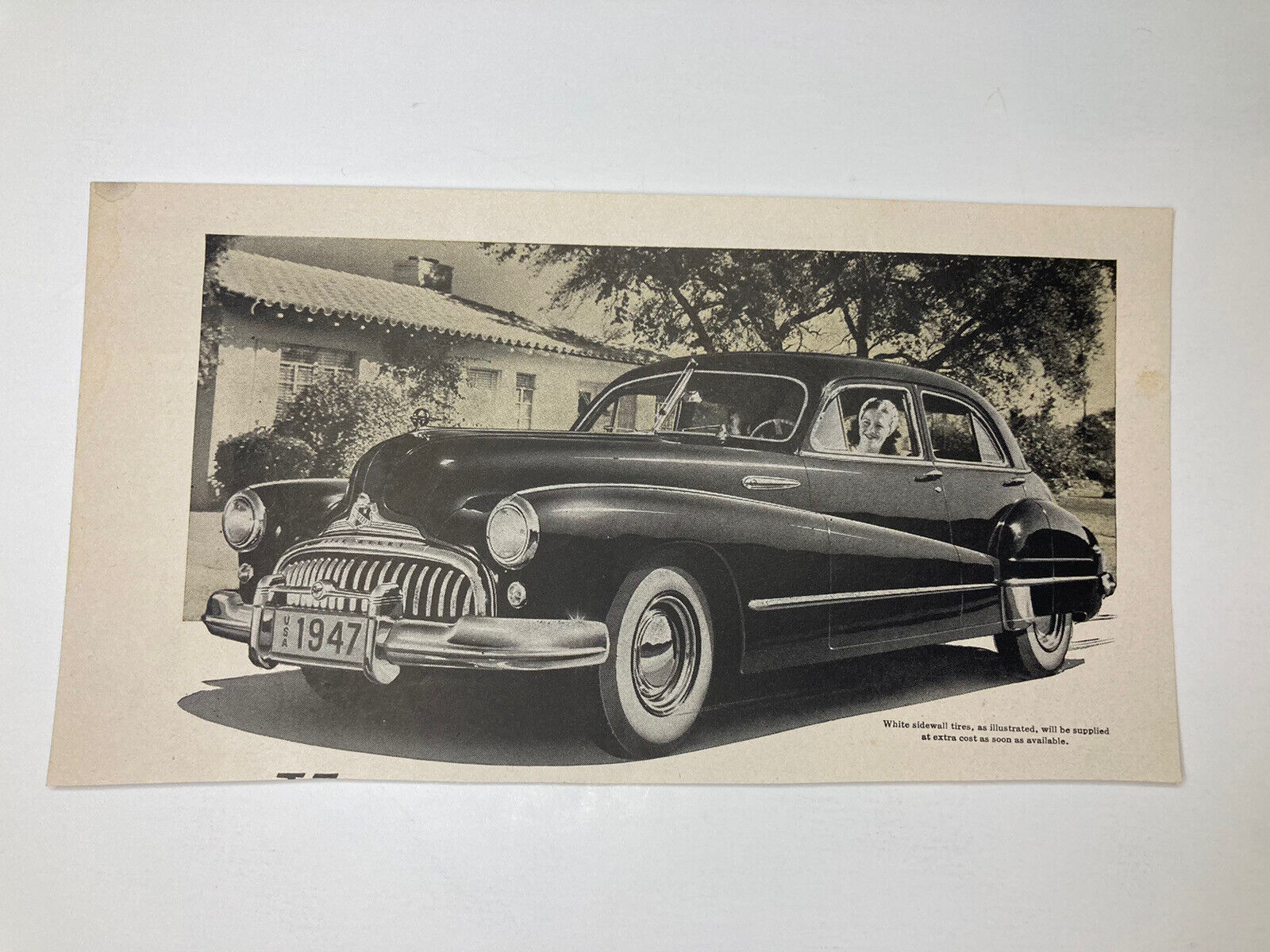 1947 Buick Print Ad Classic Car w/ White Sidewall Tires Vintage