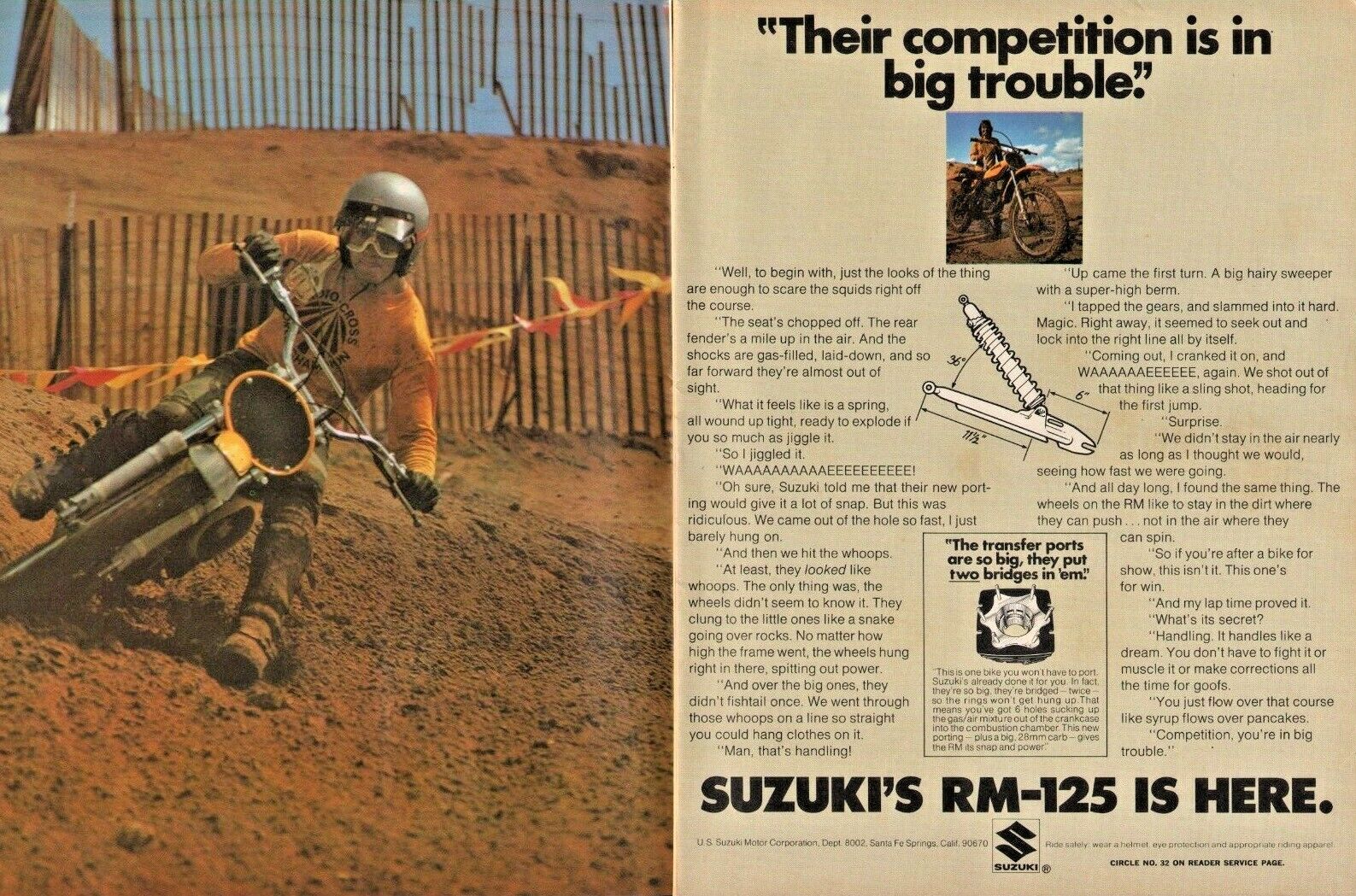 1975 Suzuki RM-125 - 3-Page Vintage Motorcycle Ad
