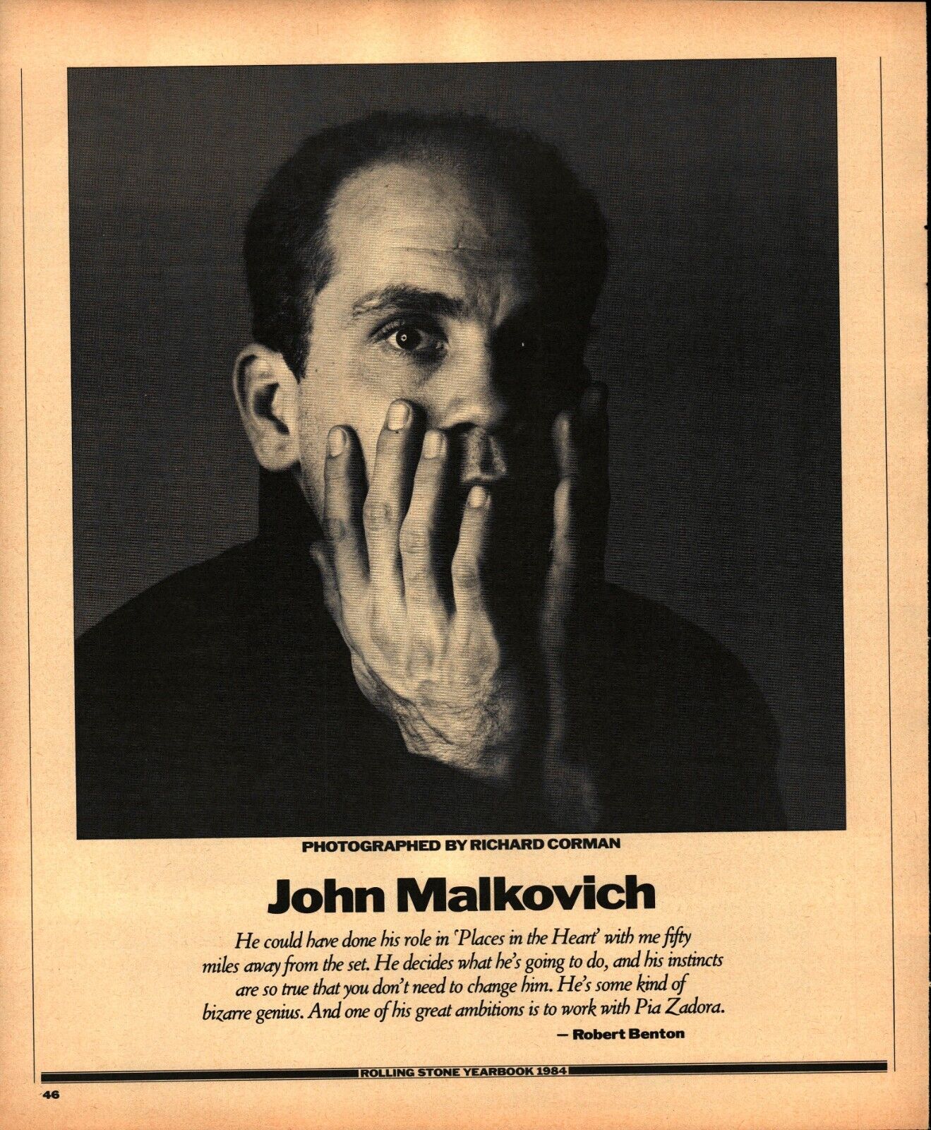1984 Print Ad Rolling Stone John Malkovich/Yamaha