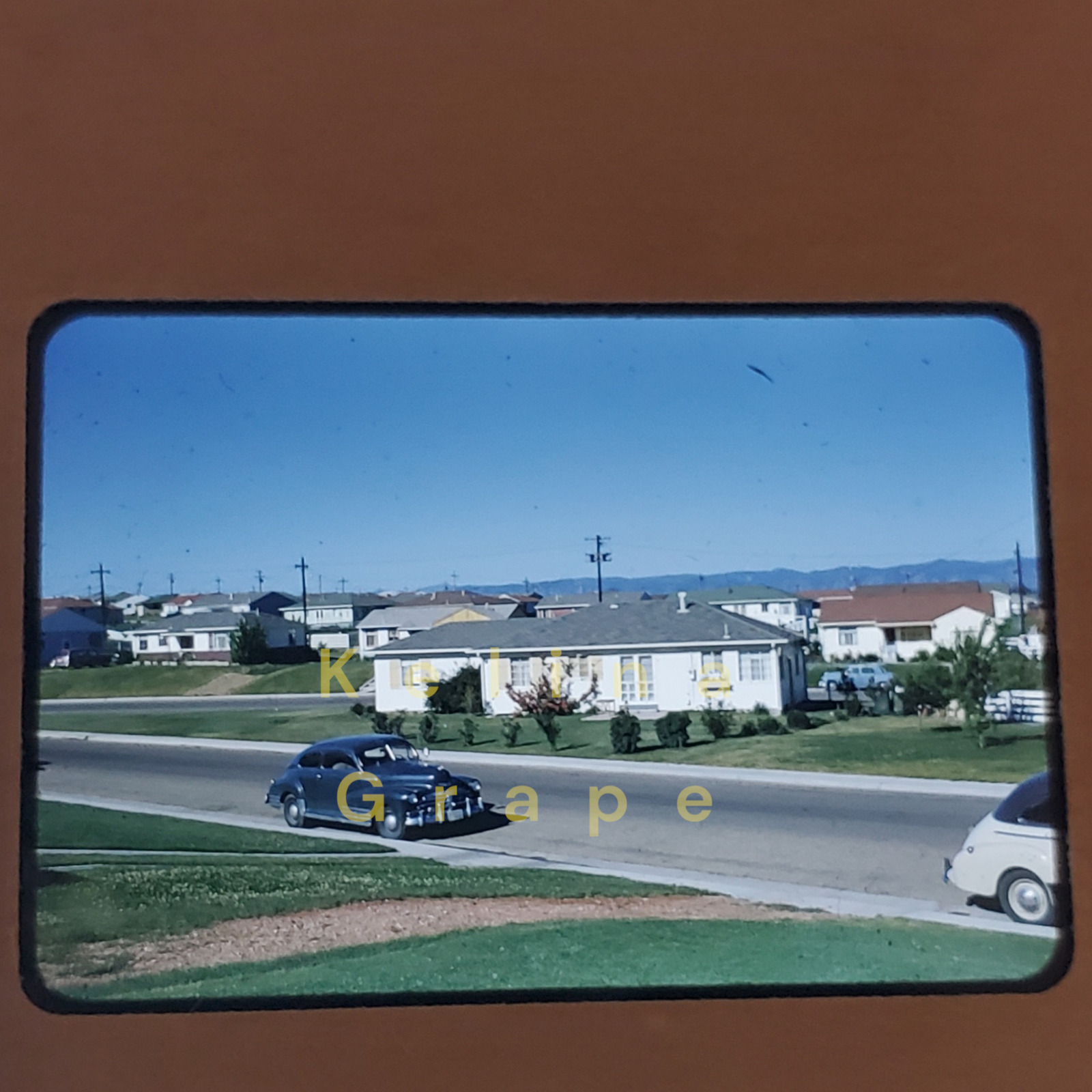 1948 Chevrolet Fleetline 35mm Film Slide Red Border Car Auto Suburbs Road House