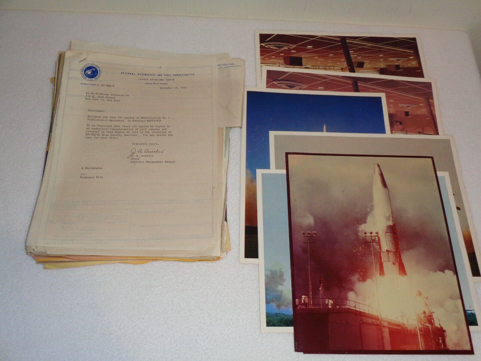 NASA Color Photo Contract 1963-1964 Letters Job Sheets & More Rare 180+ Pages