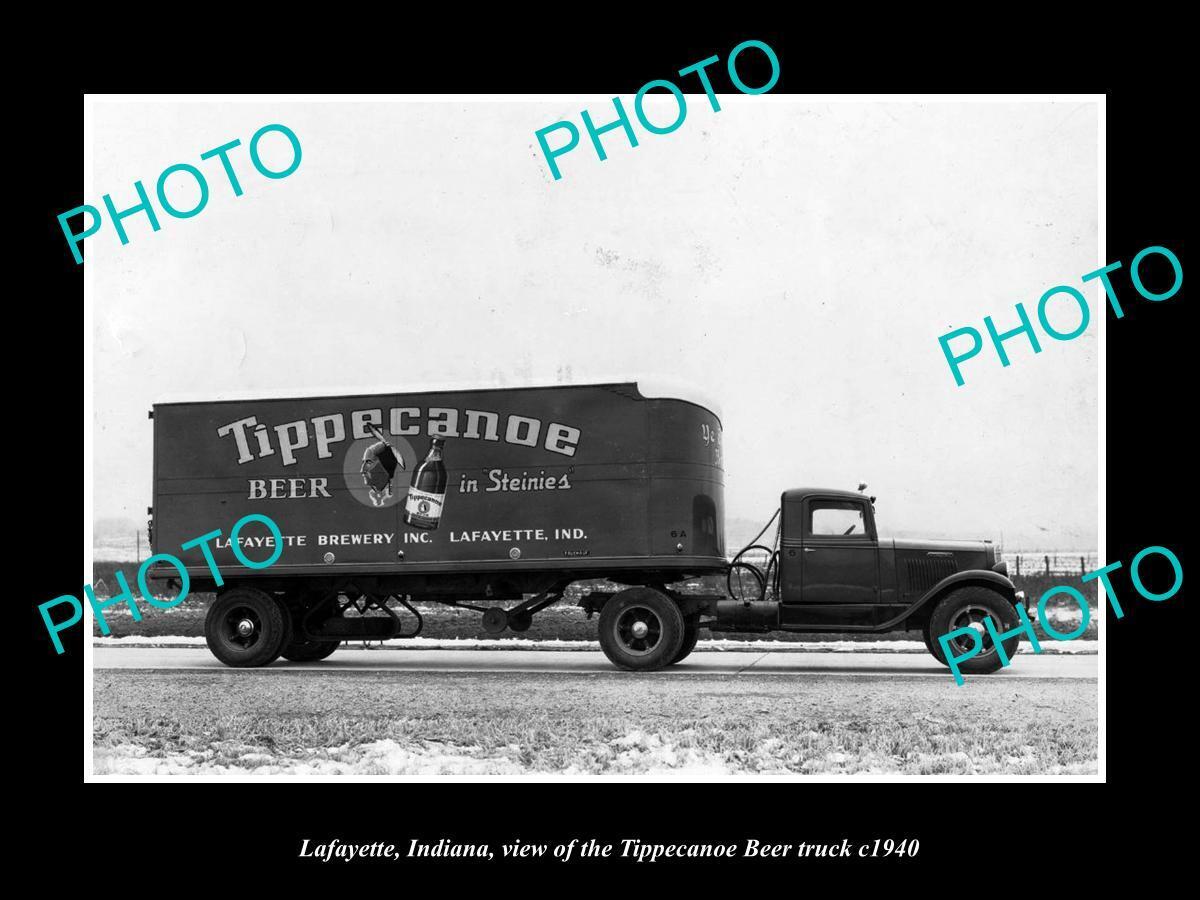 OLD 8x6 HISTORIC PHOTO OF LAFAYETTE INDIANA THE TIPPECANOE BEER TRUCK c1940