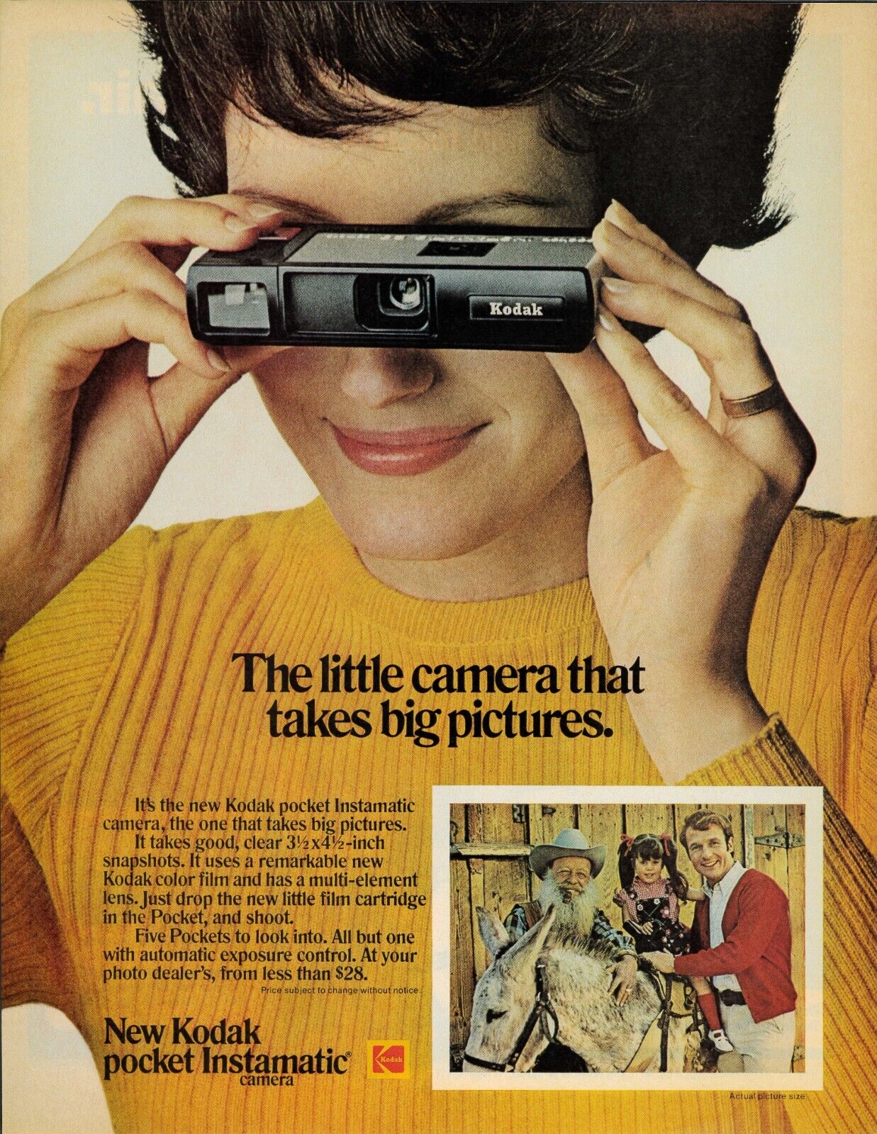 1972 KODAK Pocket Instamatic 110 Camera Photography Vintage Print Ad Advertising