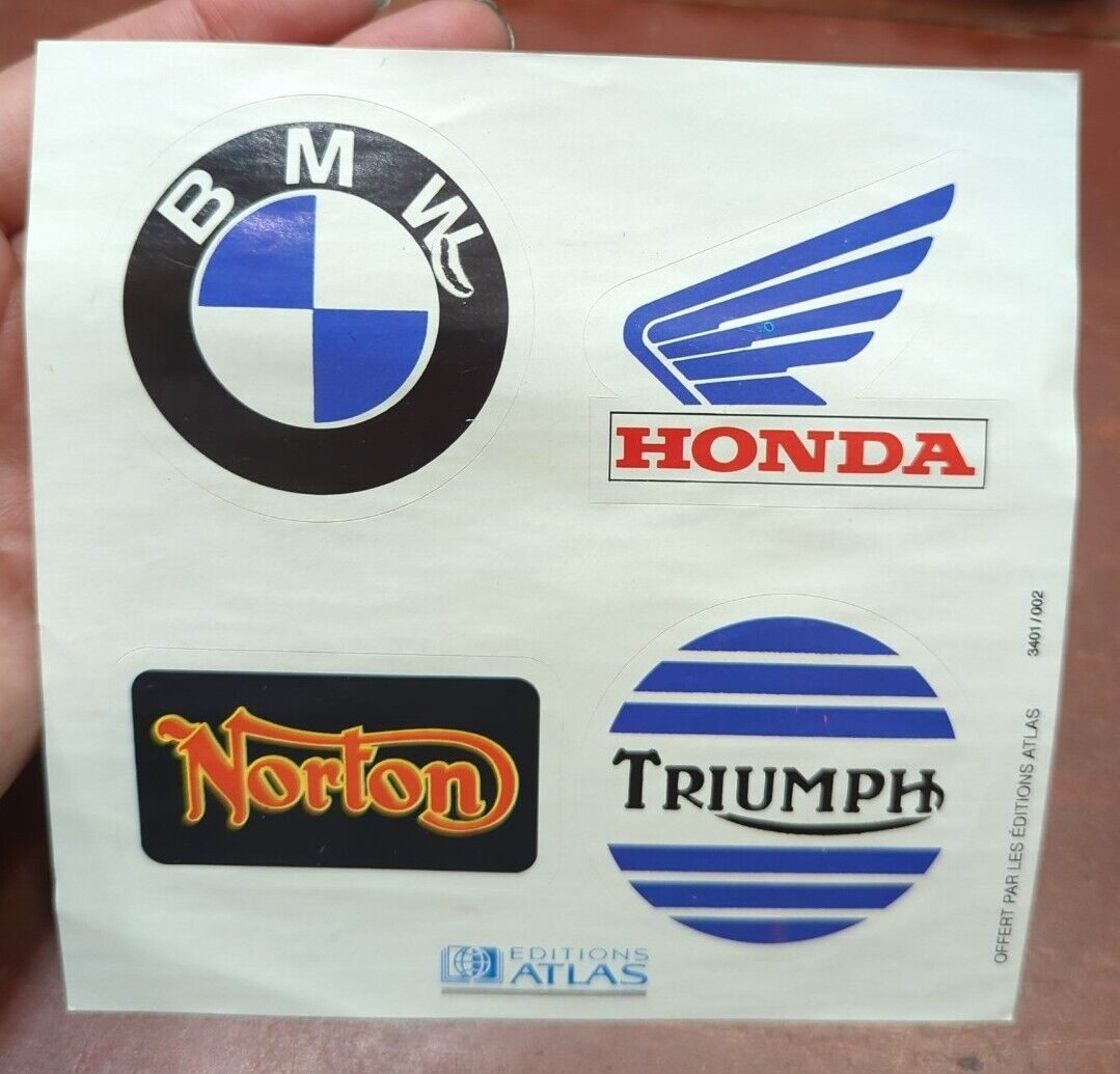 NOS Vintage Set of 4 Racing Motorcycle Motocross BMW Honda Norton Triumph Decal 