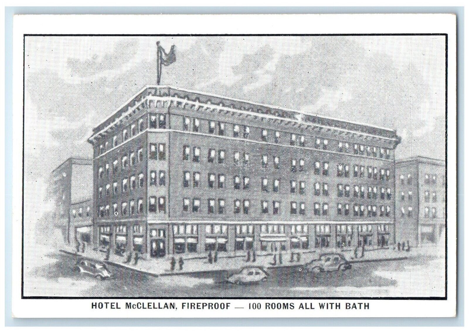 c1920 Hotel McClellan Fireproof Exterior View Building Wichita Kansas Postcard