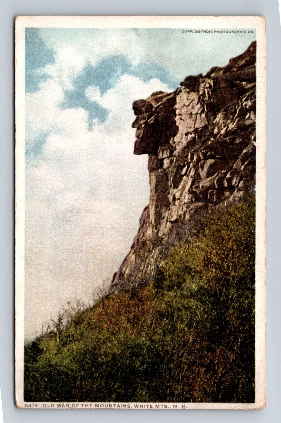 White Mountains NH-New Hampshire, Old Man of Mountains, Vintage c1914 Postcard