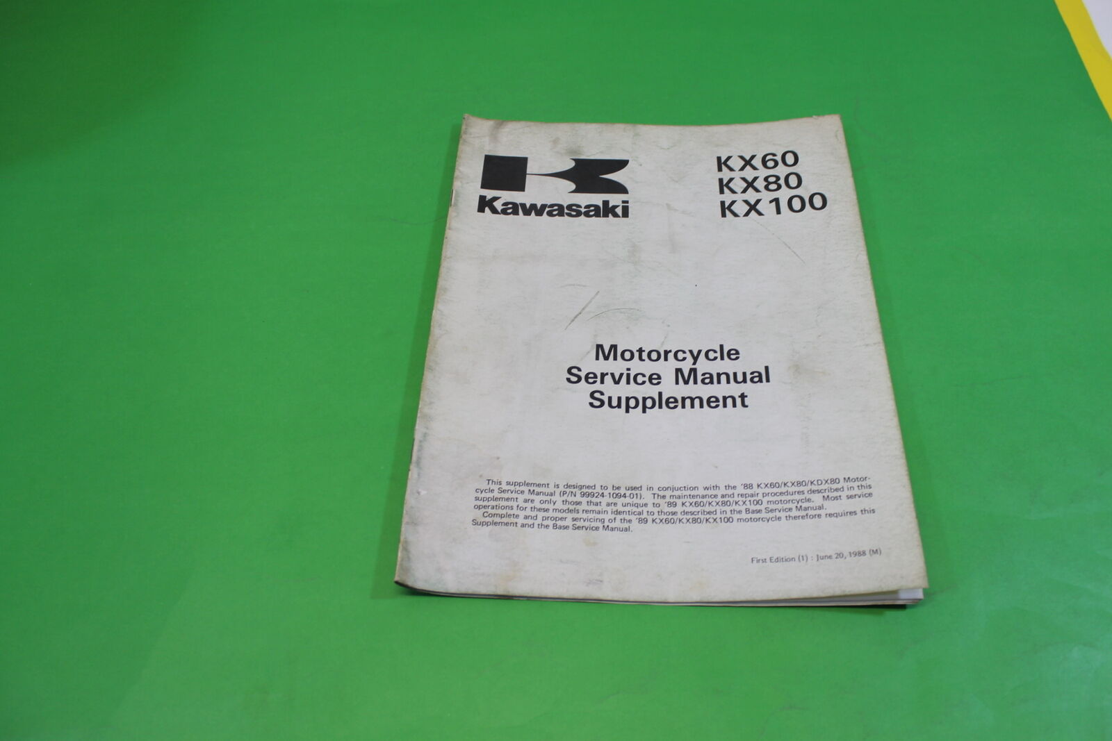 OEM Kawasaki KX60 KX80 KX100 1989 M/C Service Manual SUPPLEMENT 99924-1123-51