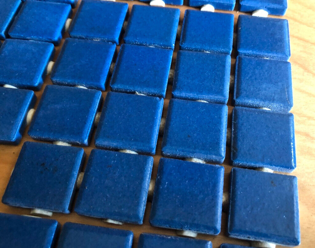 c. 1958 NOS Gorgeous matte blue teal Japan Ceramic tiles 100+ pieces MCM