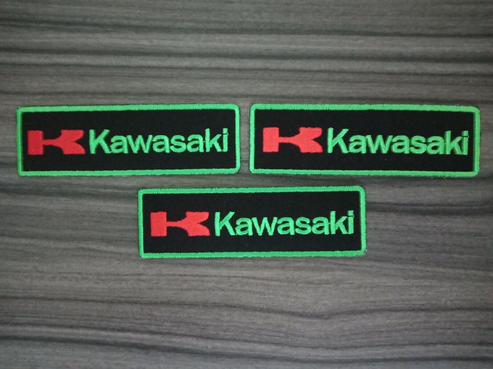 3pcs KAWASAKI Racing MOTORCYCLES Biker Iron on Patch or Sew Embroidered on