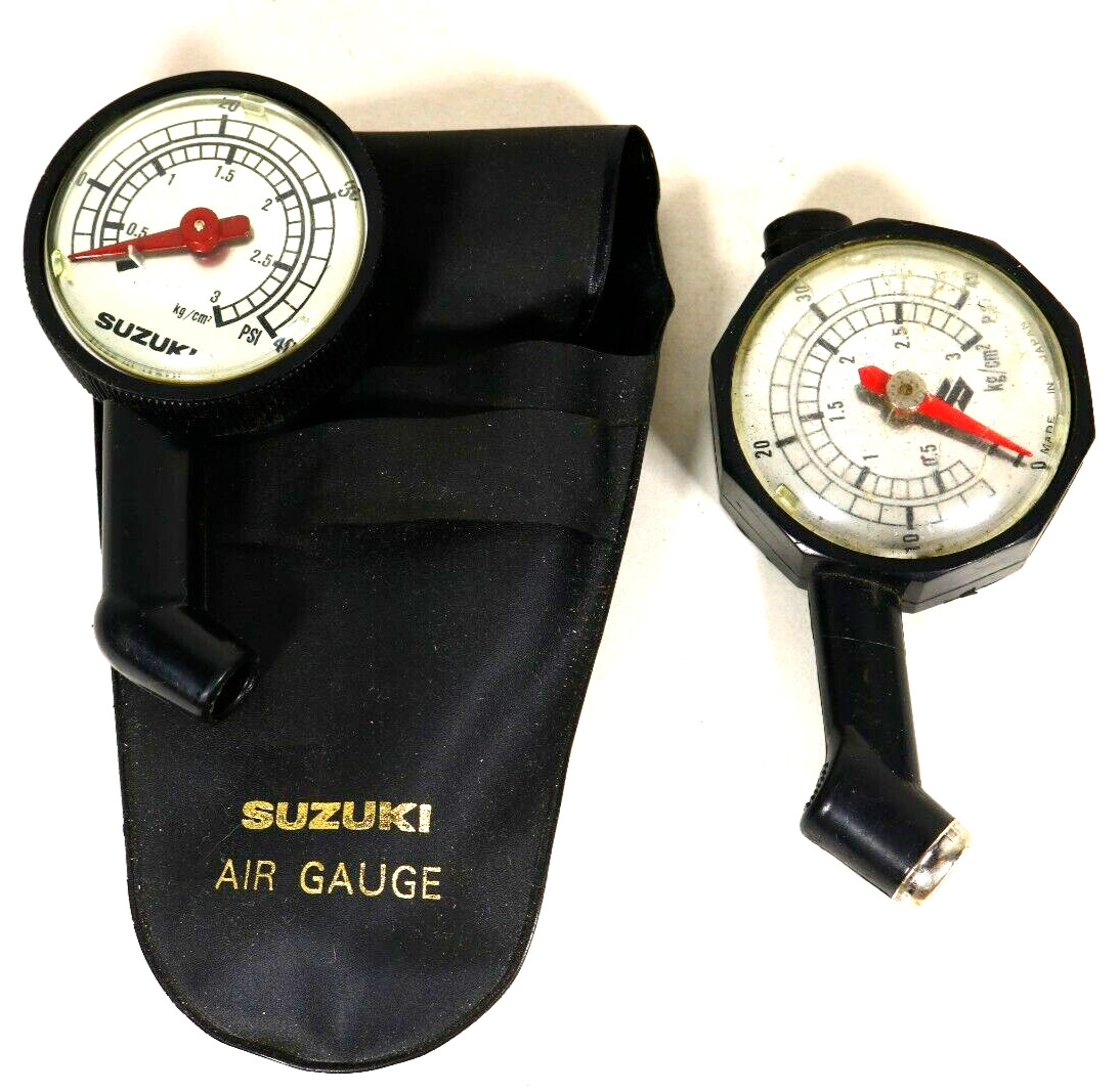 vintage suzuki motorcycle tire gauge 2 gauges 1 pouch read condition