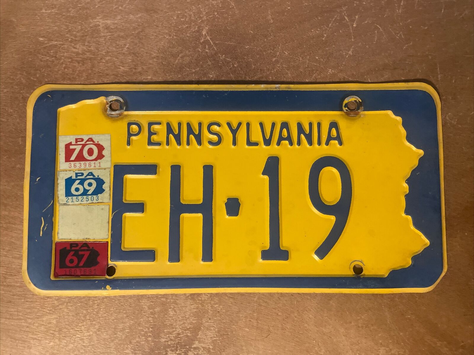 1965 1966 1967 1968 1969 1970 Pennsylvania License Plate # EH-19