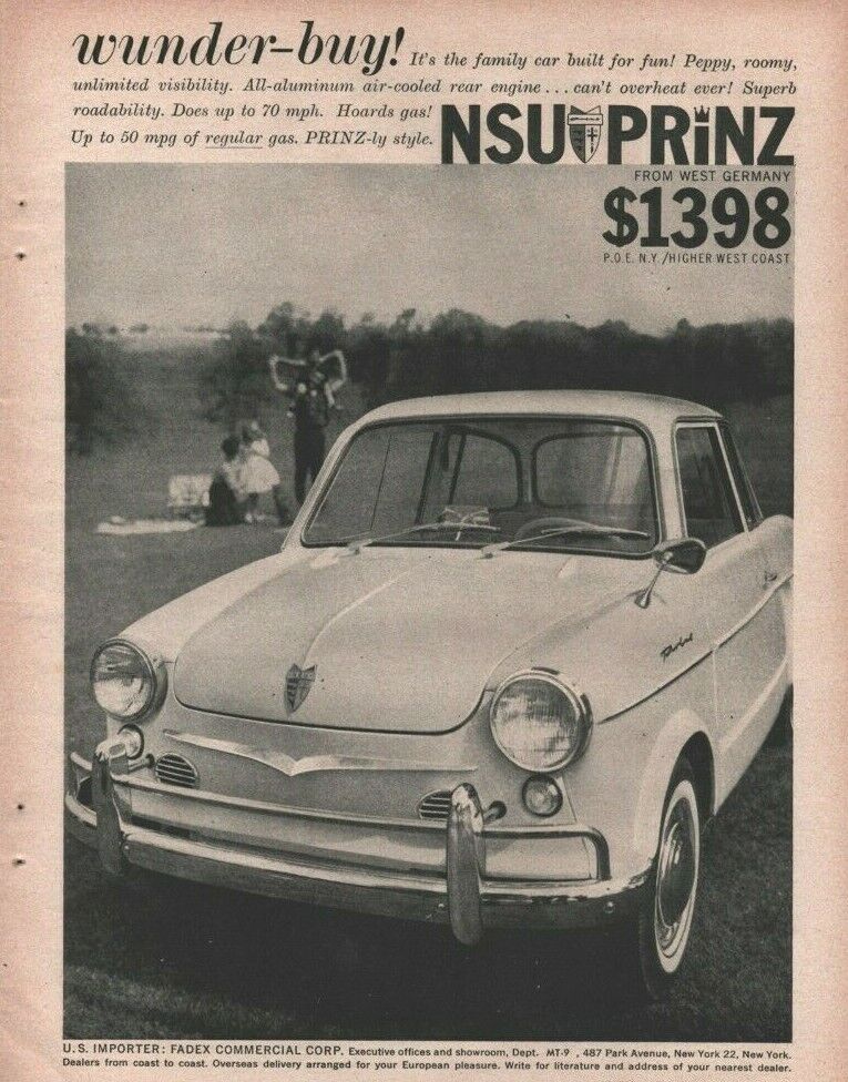 1959 NSU Prinz from West Germany - Vintage Automobile Ad