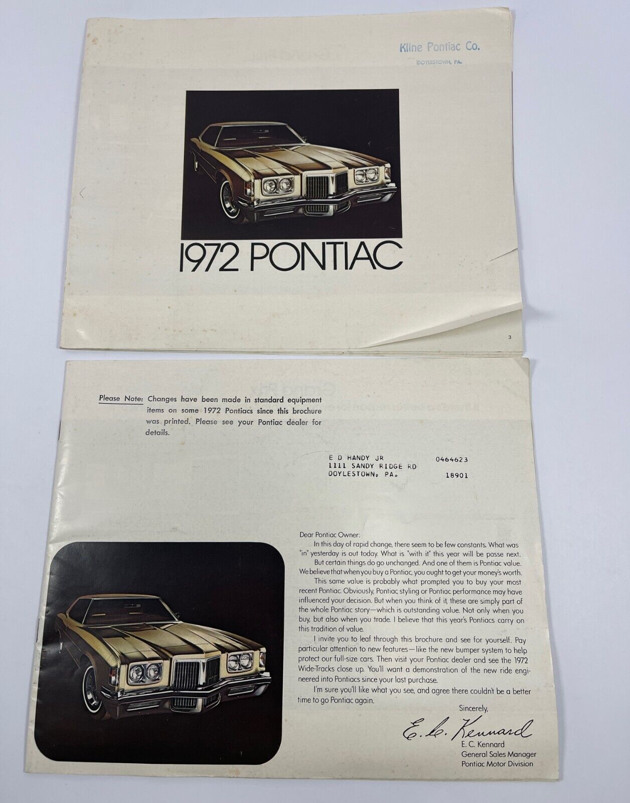 Vintage 1972 Pontiac All Models OEM Dealer New Car Sales Brochure Set of 2