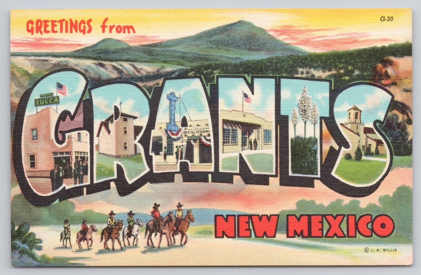 Greetings from Grants New Mexico Large Letters Old Pony Express Trail Postcard