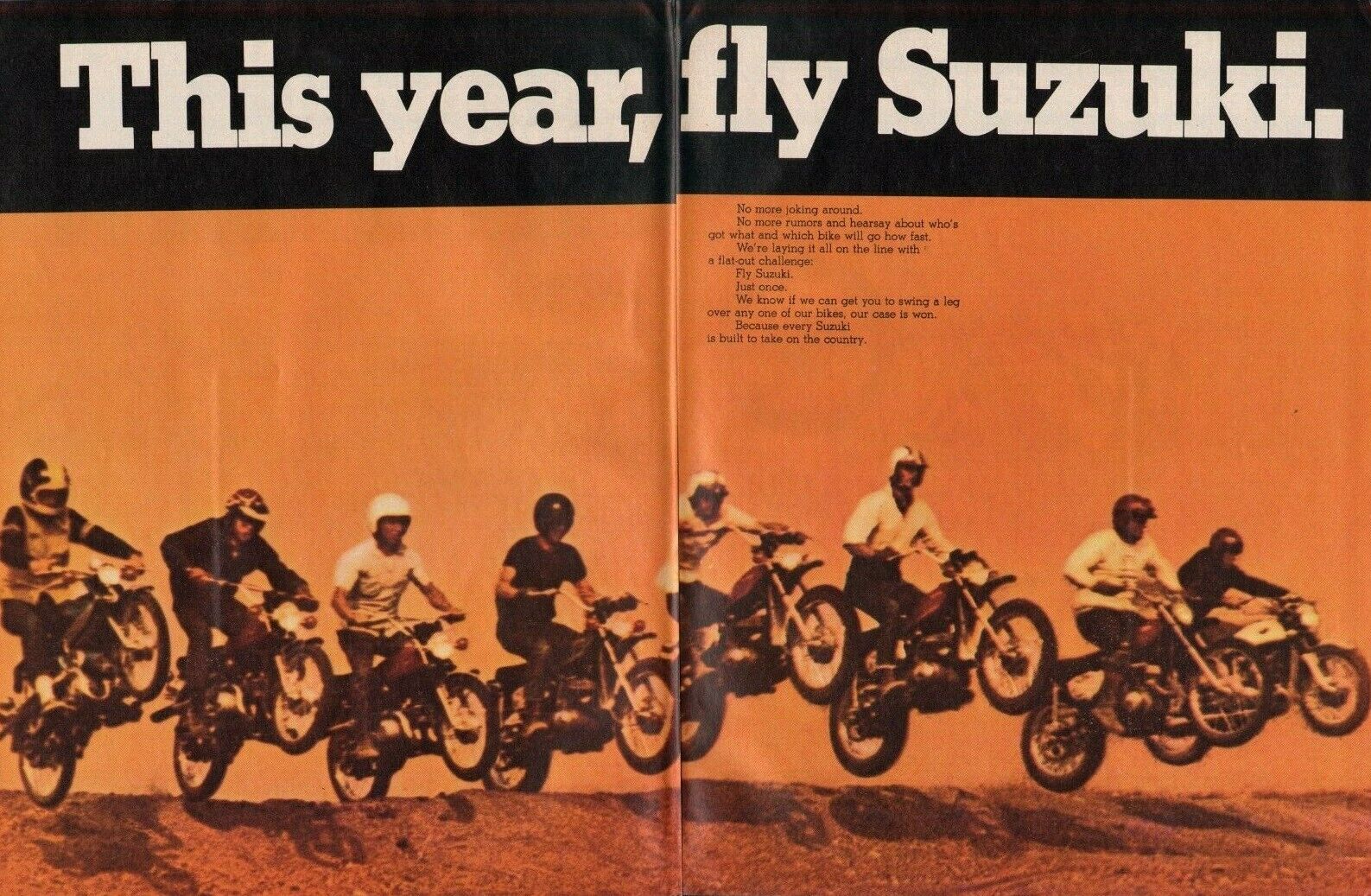 1970 Suzuki - 2-Page Vintage Motorcycle Ad 